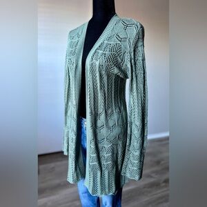 Chic Open-Front Knit Cardigan in Sage